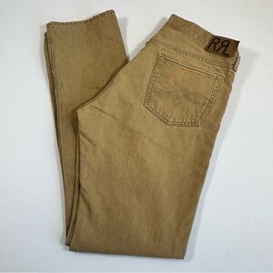 RRL Ralph Lauren Double RL High Slim Mens Jeans 36x34 Tan Khaki Japanese Denim